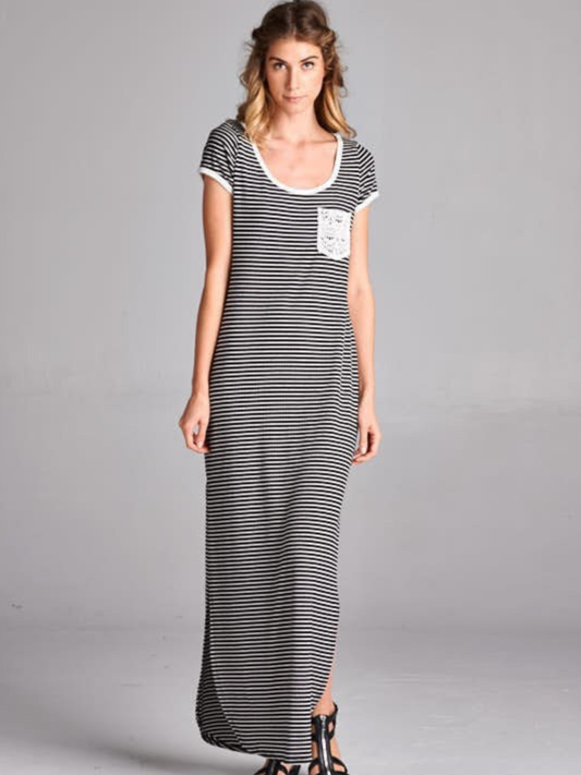 Striped Maxi Dress in Black