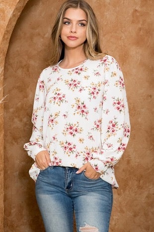 Plus size floral long sleeve