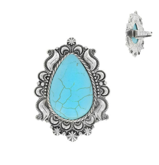 Turquoise Tear Drop Stretch Ring
