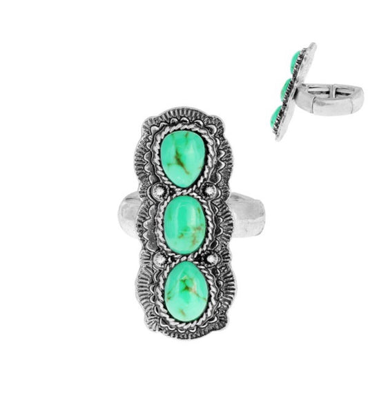 Tri-Turquoise Stretch Ring