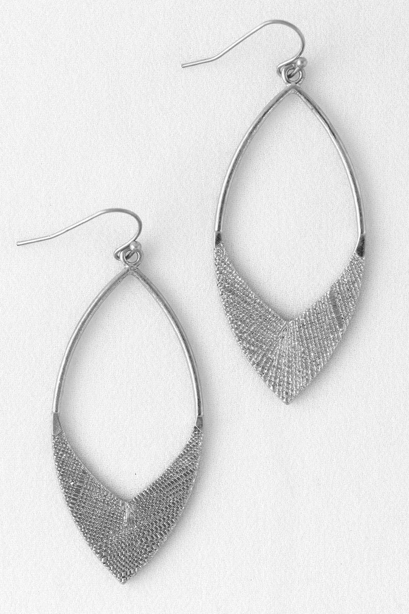 Textured Silver Drop Earrings