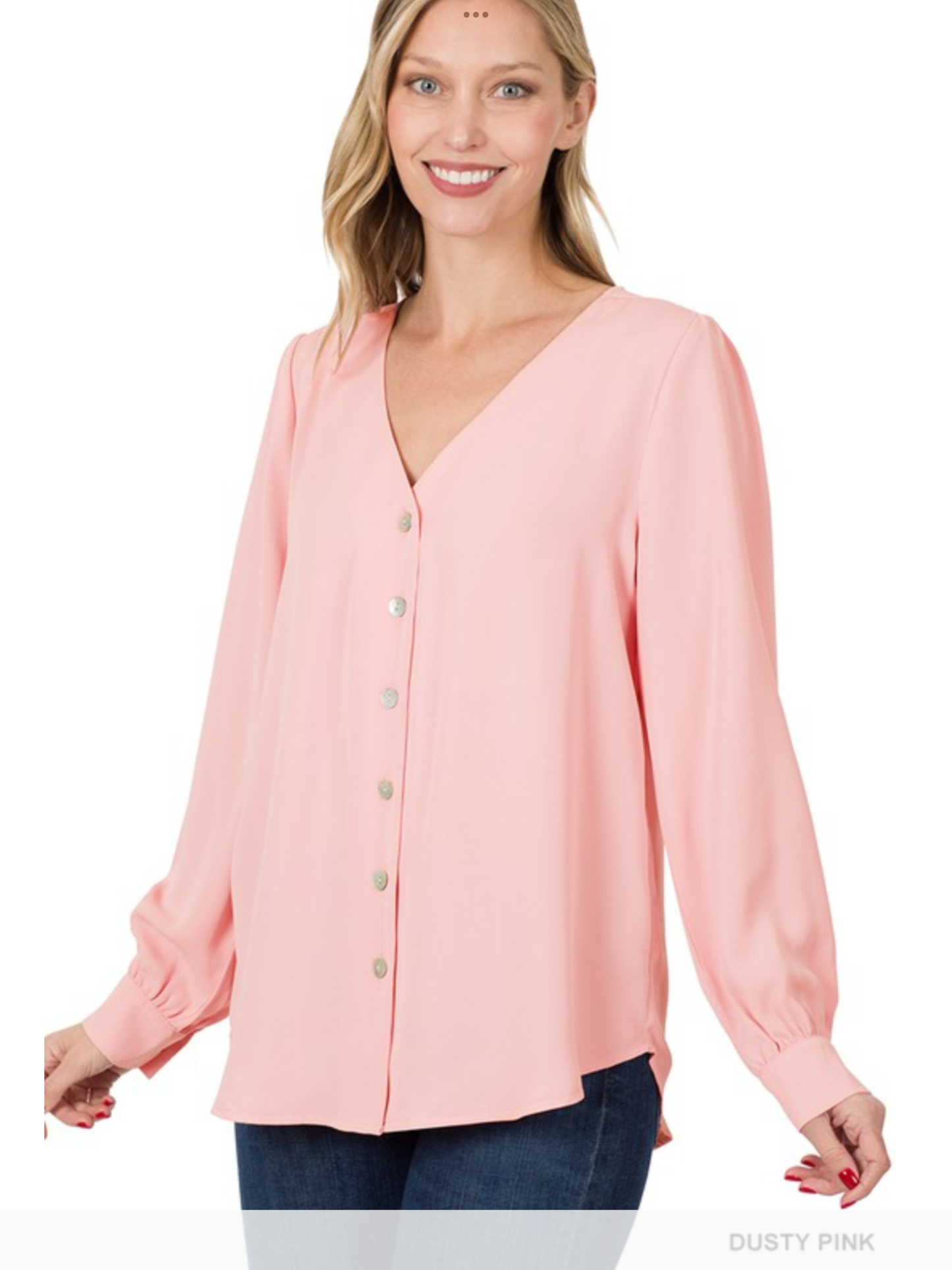 Button Down Top in Dusty Pink